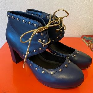 Dark blue studded heels